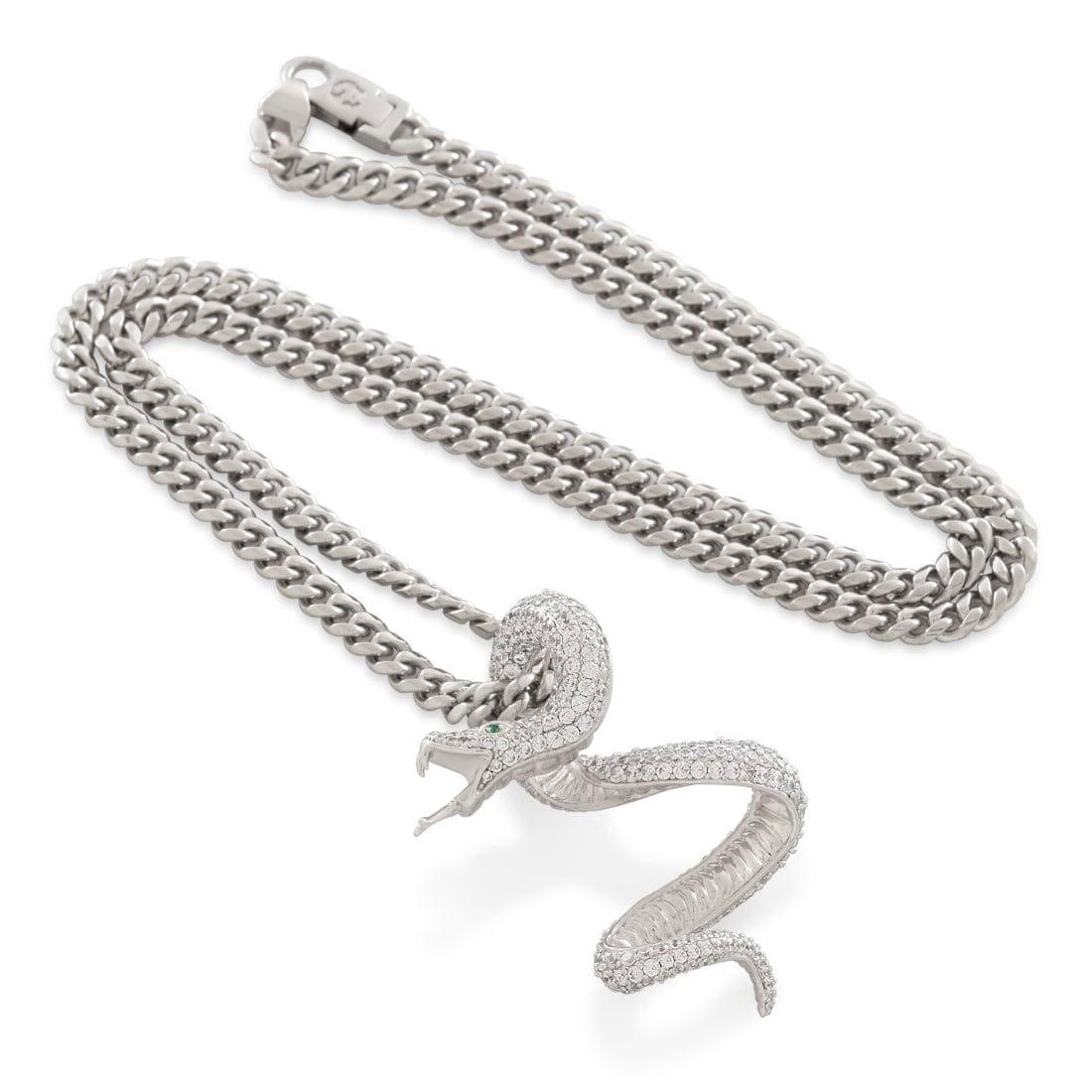 King Ice Pit Viper Necklace - White Gold - WHITE GOLD